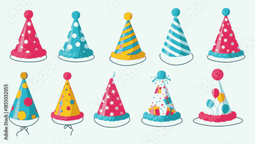 Vector Set of birthday party hat
