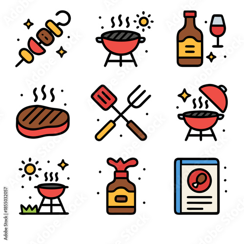 Bbq icon symbolizes summers ultimate culinary celebration perfect for food, drinks, tools, and grilling cooking concepts. Suitable for editorial and promotional materials.