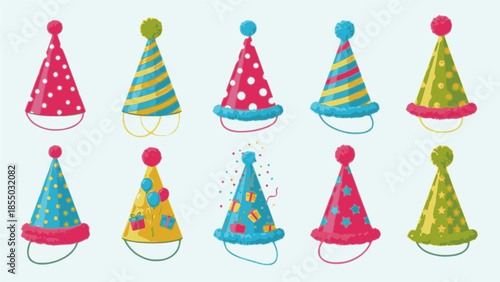 Vector Set of birthday party hat
