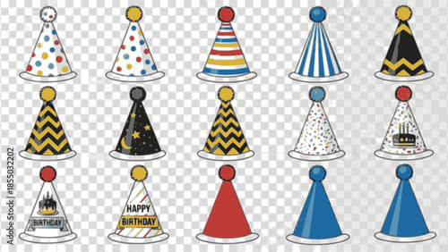 Vector Set of birthday party hat
