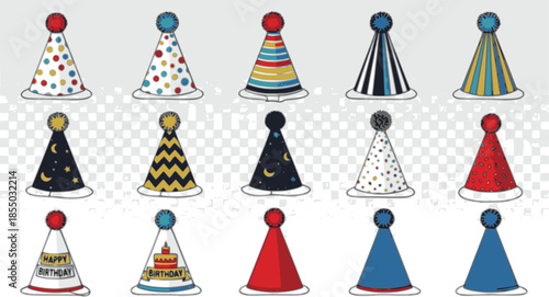 Vector Set of birthday party hat
