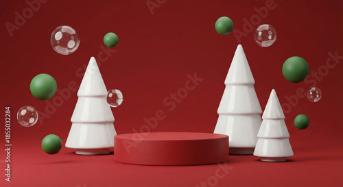 cylindrical red pedestal