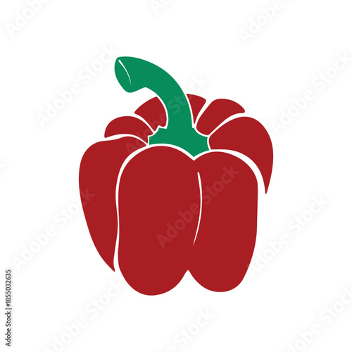 Red bell pepper isolated on white background