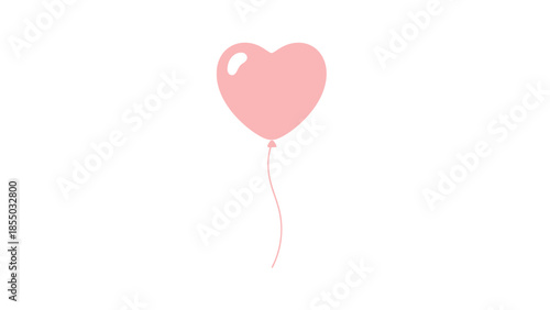 Pink Heart Balloon Floating on White Background