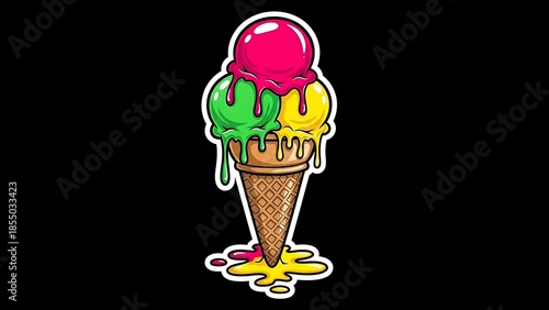 Colorful ice cream cone