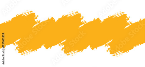 Vibrant Yellow Paint Brush Stroke Vector Illustration with Realistic Texture and Distressed Edges for Artistic Banners, Creative Abstract Golden Orange Grunge Header Backdrop