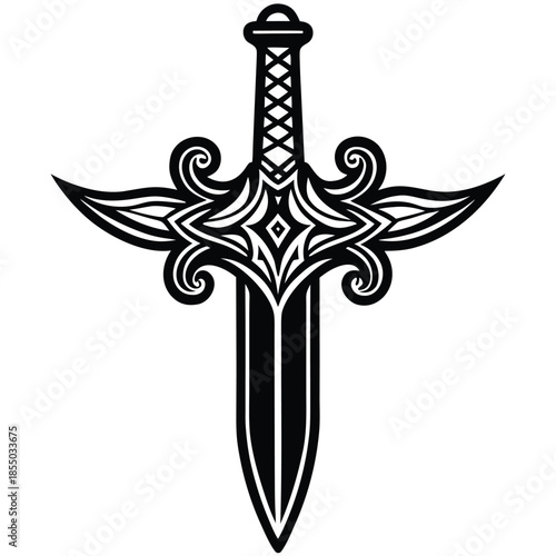 Ornate medieval dagger silhouette vector