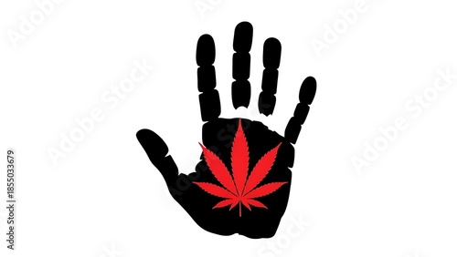 Hand holding cannabis leaf