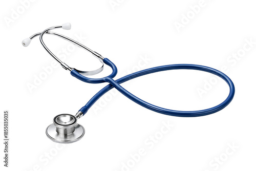 Blue Medical Stethoscope Isolated on Black Background