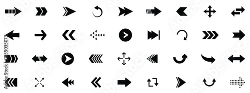 Arrow icon set. Arrow cursor. Modern simple arrows. collection, different arrow signs, black arrows icons.
