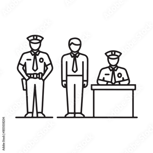 Lineup identification process featuring a police officer suspect and detective