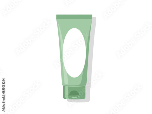 Cosmetic cream tube with a blank label for branding and product information, isolated on a white background