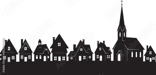 Silhouette of a quiet village