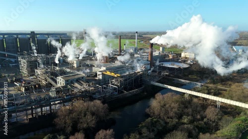 Wallpaper Mural High altitude drone footage showing industrial sugar factory infrastructure and processing systems in rural England Torontodigital.ca