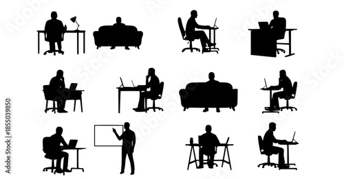 Diverse Collection of Business Silhouettes in Various Poses