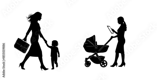 Multitasking modern mothers balancing career, family, and daily responsibilities in today's dynamic world