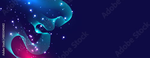 Neon Digital Flow Wave Background for Technology and Business for technology, artificial intelligence, data visualization, fintech, SaaS platforms, websites, presentations, and digital business.