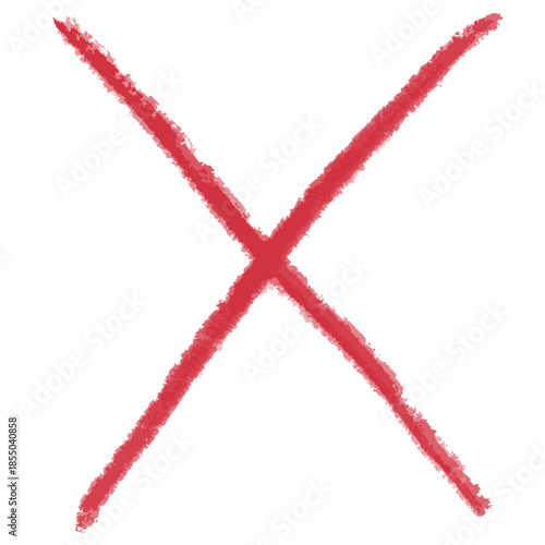 ざらざらとした赤いバツ印が強く交差し、警告や拒否の意思を直感的に伝える