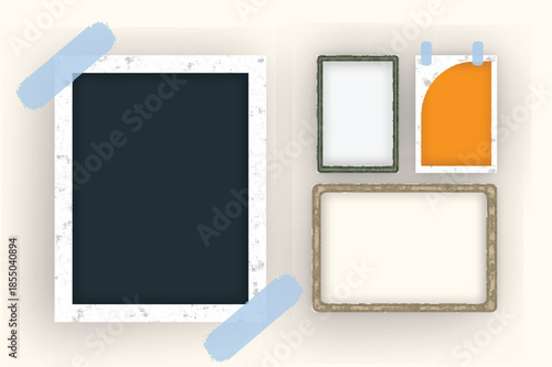 Creative Paper and Photo Frames Collection with Tape – Scrapbook and Mockup Design Elements