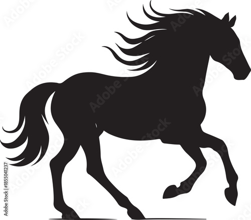 Majestic Prancing Horse Silhouette Vector Illustration Isolated on White
