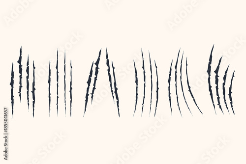Abstract scratch and claw mark vector strokes with a rough hand-drawn texture. Ideal for grunge designs, horror themes, overlays, and expressive graphic backgrounds.