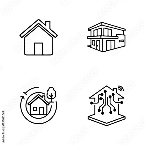 A Professional Residential Home Icon Symbol, Showcasing Real Estate Homepage and House Property Architecture in a Flat Design Minimalist Vector for Interface Web Success Building Domestic Stay Living.
