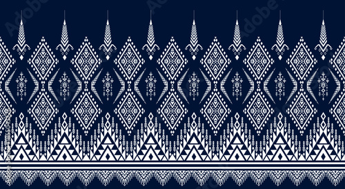 Seamless tribal textile patterns, indigo folk patterns, tribal geometric patterns for fabrics and wallpaper
