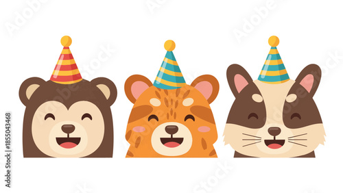 Cute cartoon dog and cat illustration with teddy bear style animals