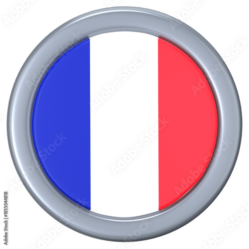 The France flag in a circular frame 3D Icon Illustration. Low Poly Style. Free Download The France flag in a circular frame 3D Icon Illustration. Low Poly Style. - GFXLoad
