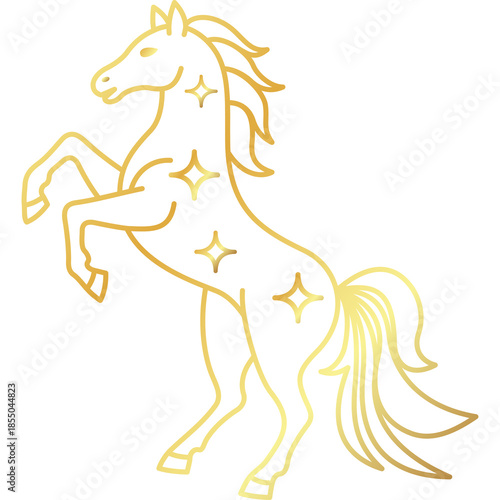 Golden Rearing Horse Silhouette