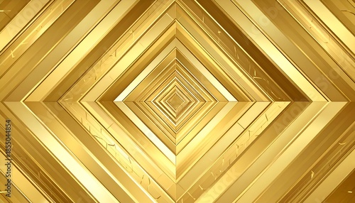 Gold geometric tunnel with diamond shape design leading to a central focus