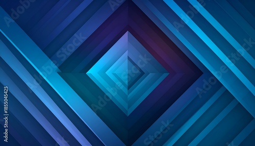 Geometric blue and teal rhombus-shaped layers receding into space, with subtle shading