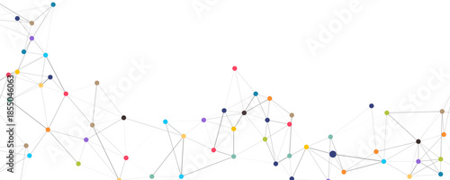 Abstract Network Connection with Colorful Dots  Technology Banner Background