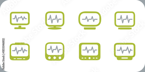green monitors with heart rate graphs on screens