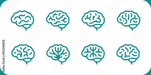 Teal brain icons on white background