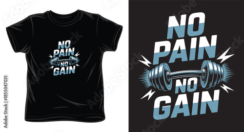 no pain no gain graphic victor art t-shirt design print template