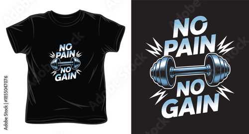no pain no gain graphic victor art t-shirt design print template