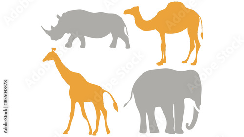 Four different animals are depicted in silhouette against a white background.