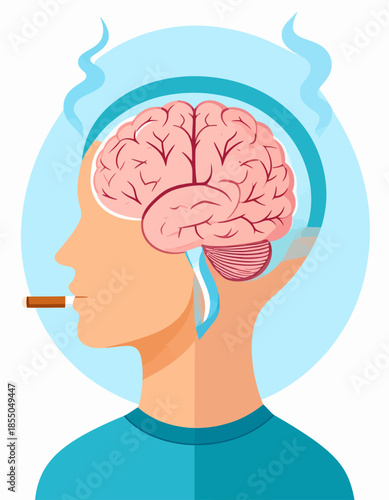 Smoking's Devastating Impact on Brain Health A Visual Representation of Nicotine Addiction and Its Neurological Consequences on the Human Mind