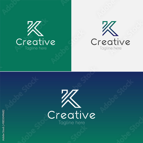 A sleek modern K letter logo with dynamic angular lines. Outline Logo of Letter K , Monogram of letter K