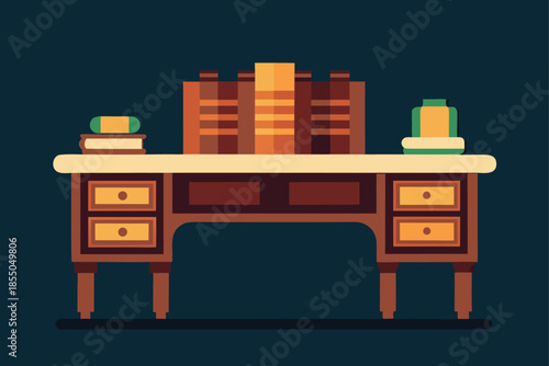 A Luxurious Wooden Desk with Leather Inlay