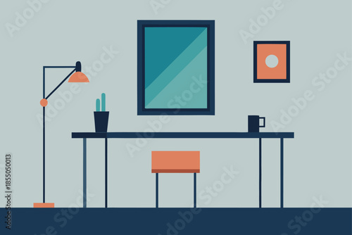 A Minimalist Office with a Wall Mounted Desk