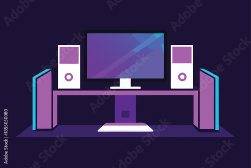 A Modern Gaming Setup with Triple Monitors