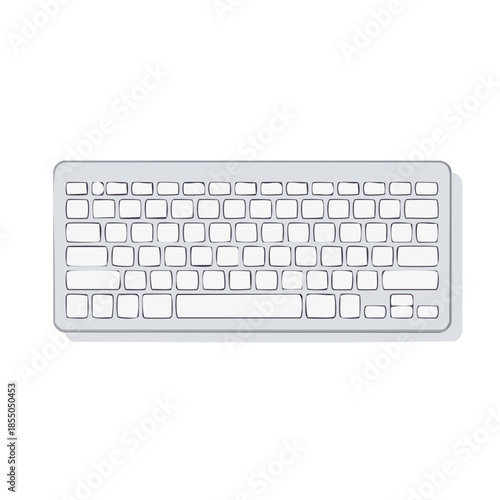 Modern wireless computer keyboard with blank keys for easy customization in minimalist style, top view