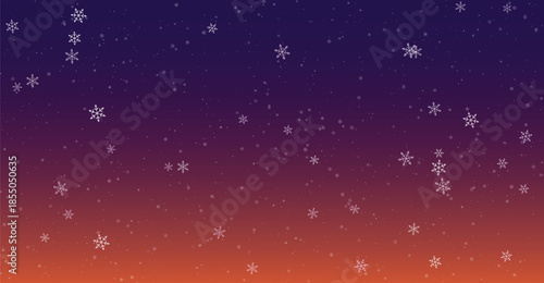 Gradient Winter Night Sky with Falling Snowflakes Background