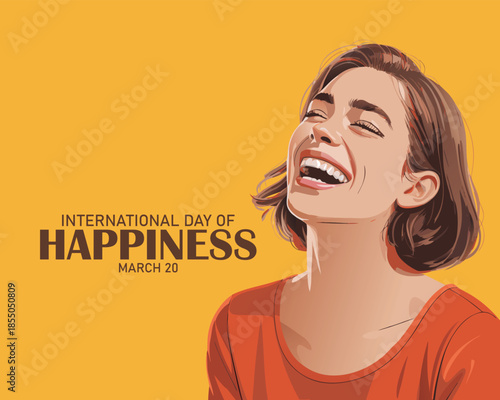Celebrate International Happiness Day. Poster, banner, card, postcard design.	