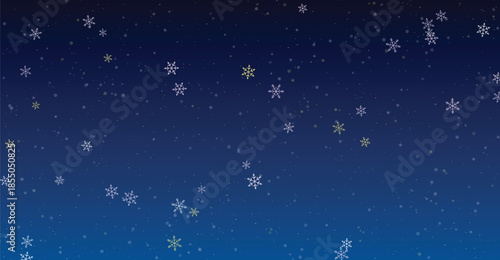 Elegant Falling Snowflakes on a Deep Blue Winter Night Background