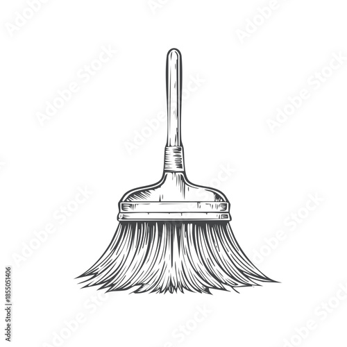 Detailed Illustration of a Classic Broom Sweeping Tool for Cleaning and Maintenance