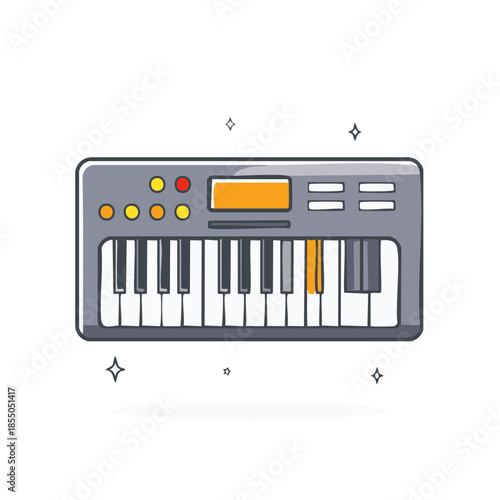 Cartoon Keyboard Illustration Electronic Music Instrument Synthesizer Musical Keyboard