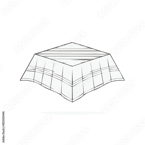 Sketch of a Square Table Covered with a Patterned Tablecloth; Simple Illustration
